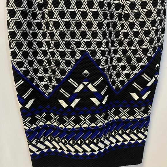 H&M Short Sleeve Exposed Back Zip Patterned Column Dress Workwear Knee Length XS - Picture 6 of 6